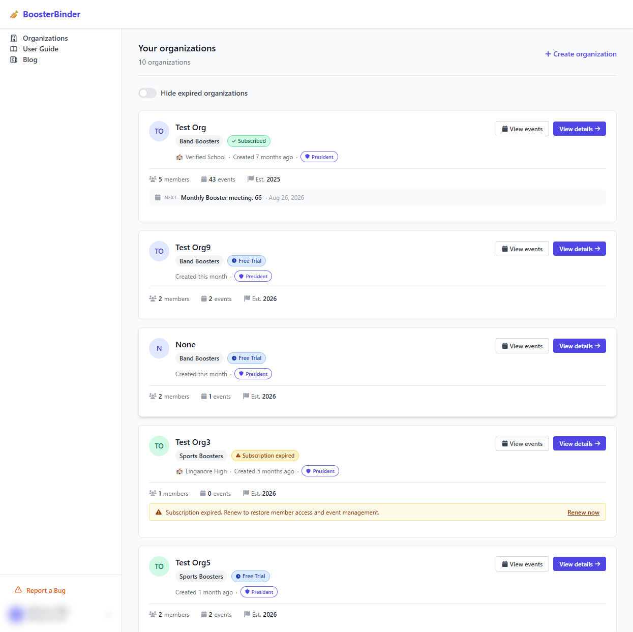 Organization Management Hub Screenshot